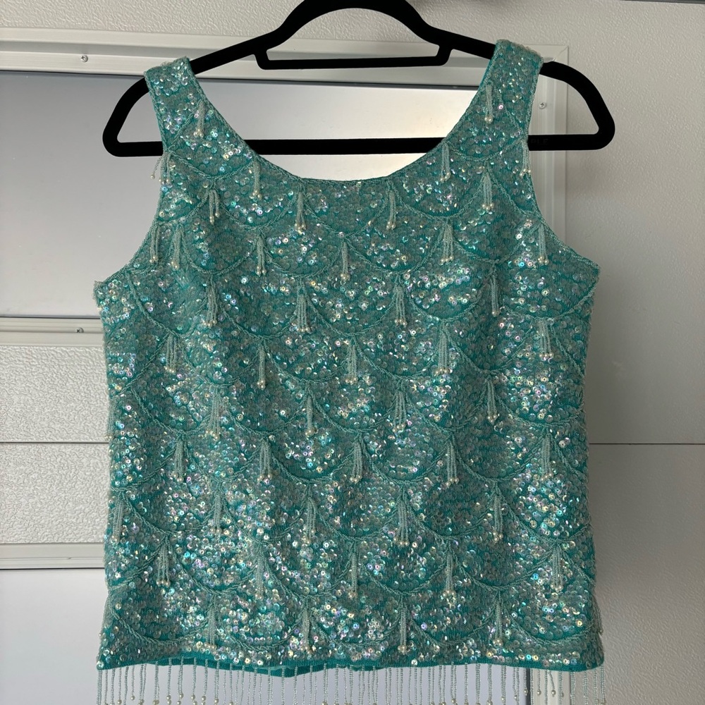Vintage rhinestone mermaid top